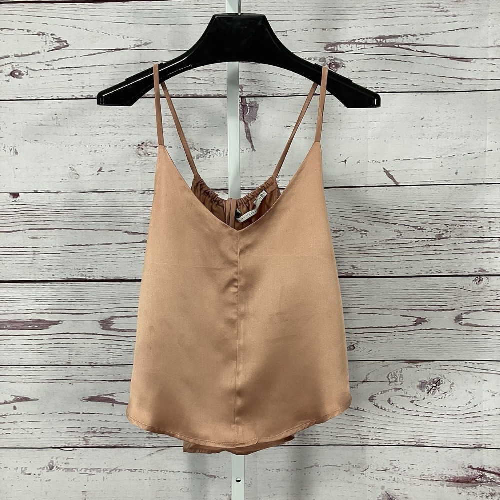 Merritt Charles 100% Silk Camisole Womens XS Peach Satin Tank Made in USA
